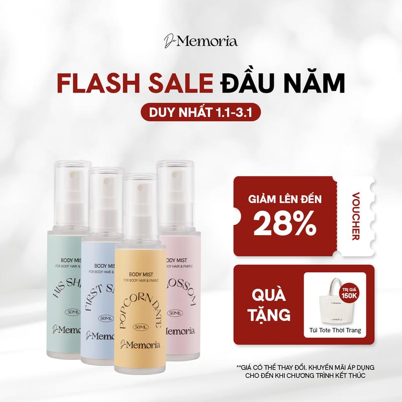 MUA 2 CHỈ 480K Body Mist Xịt Thơm Cơ Thể Không Cồn Khô De Memoria Hương Thơm Thanh Lịch 50ml - BST Cảm Xúc Chân Thật Phù Hợp Cho Nữ & Unisex Phù Hợp Để Đi Học Đi Chơi Và Hẹn Hò Perfume