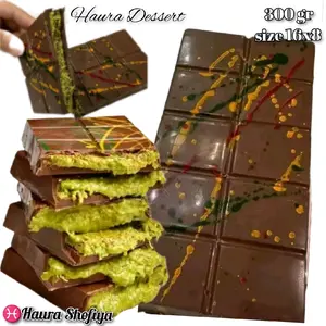 Chocolate Dubai Original Crispy "PISTACHIO KUNAFE" Berat ± 250 gr Size 16x8 , Coklat Viral Lembut Meleleh Dimulut Food  Cocoa Cemilan Makanan Cokelat Snack