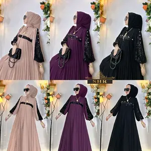 READY!! KODE MIDI DRESS PAYET SET HIJAB by shr Muslim Wanita