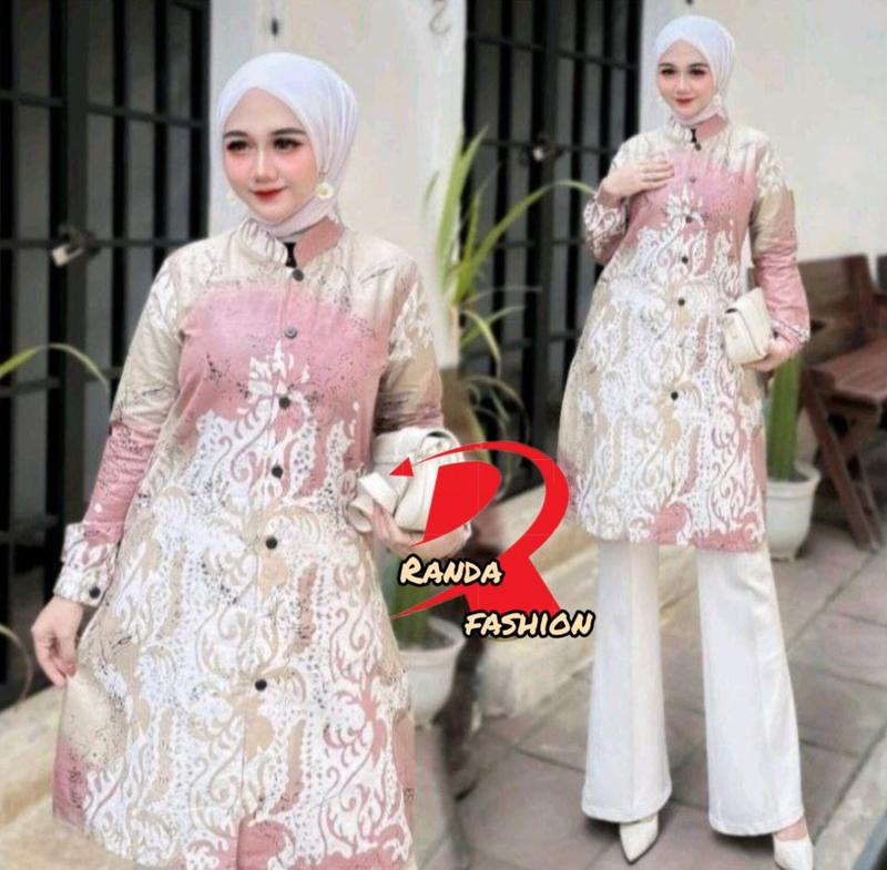 Product Introduction of Tunik batik modern Tunik wanita motif Tarbaru seragam guru wanita baju atasan tunik kancing depan busui friendly Katun Panjang Dewasa Remaja Kain Kerja Dress Muslim 35