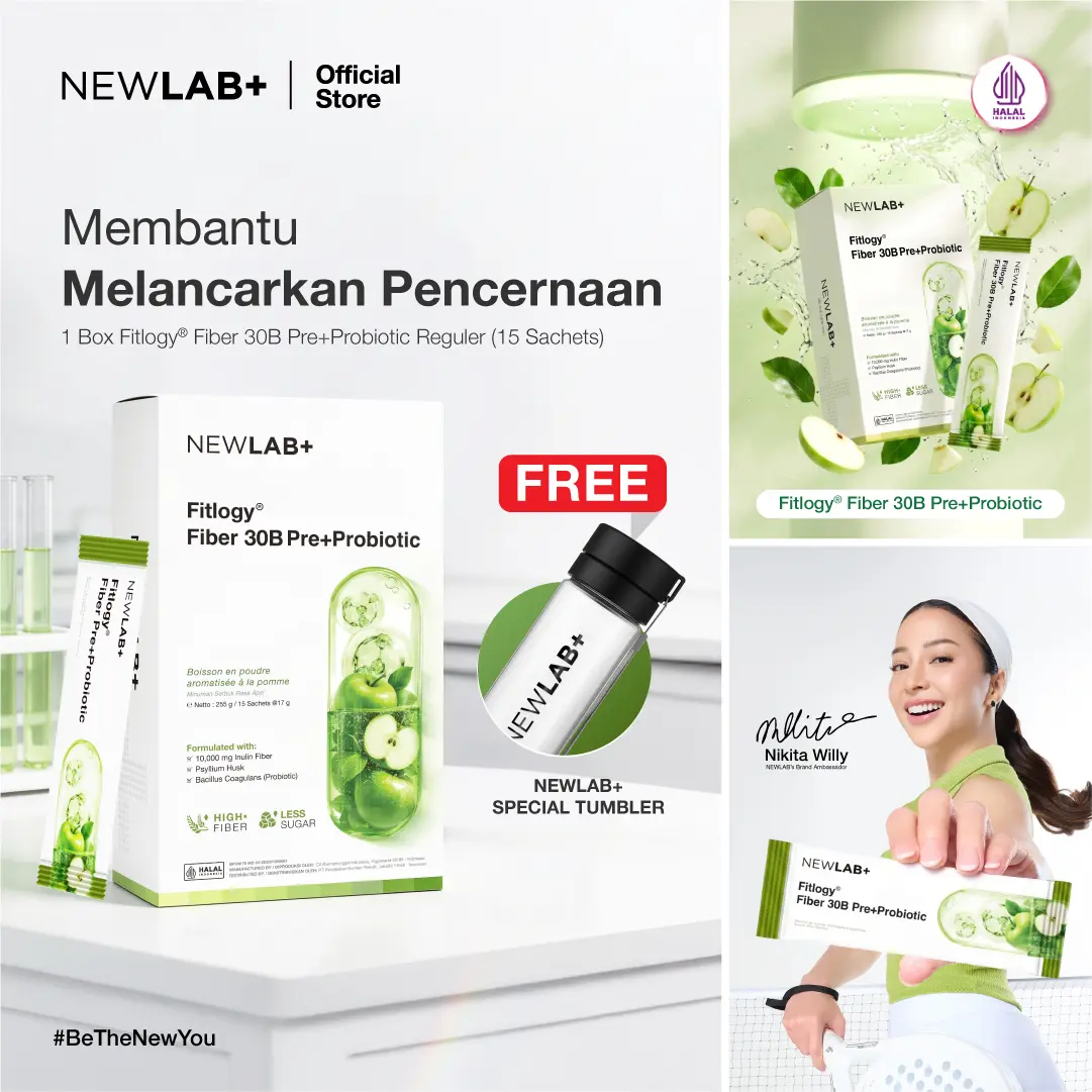 [FREE TUMBLER] NEWLAB Fitlogy Fiber 30B Pre+Probiotic | Minuman Prebiotik dan Probiotik | Minuman Tinggi Serat | Kaya akan Prebiotik dan Probiotic