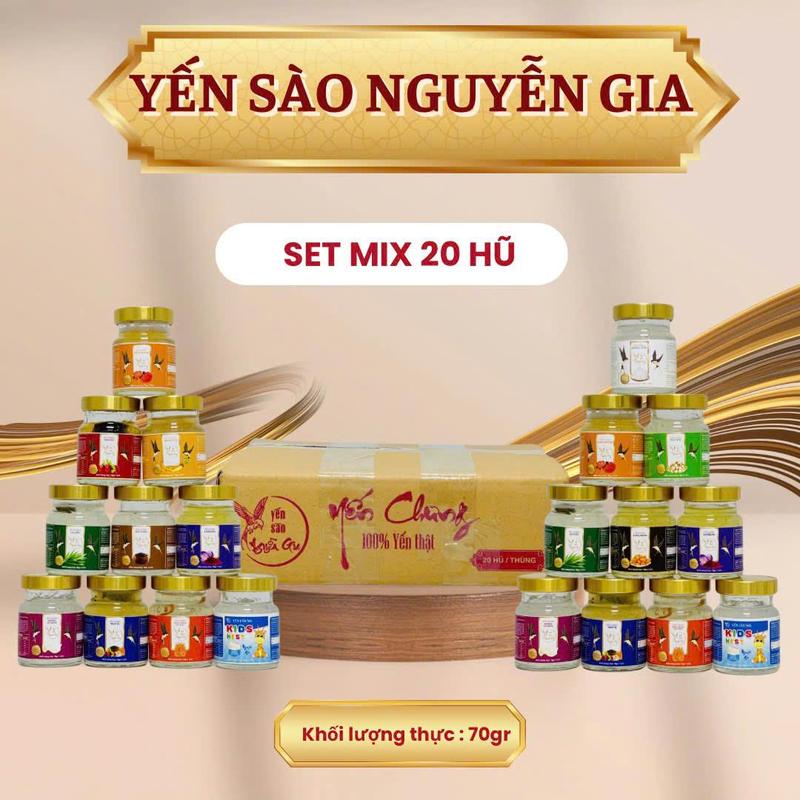   SP CHÍNH HÃNG   YẾN 50%   10 BIẾU 10   ComBo 20 HŨ Yến 50%  Yến chưng NGUYỄN GIA kkHH  Mix 12 VỊ.... hũ =70ml    