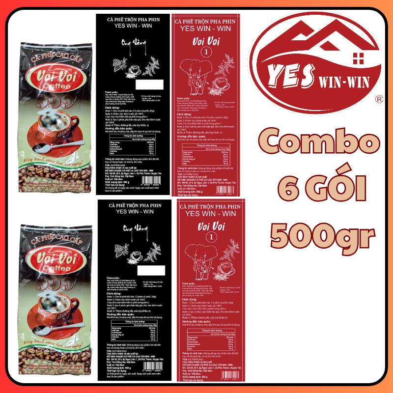 combo 6 gói cà phê CHỒN ONG VÀNG VOI 1 trộn chung pha phin đậm vị cà phê CHỒN haiaj vị mật ong thơm nồng cà phê VOI 1 gói 500gr Coffee Cafe dam thom