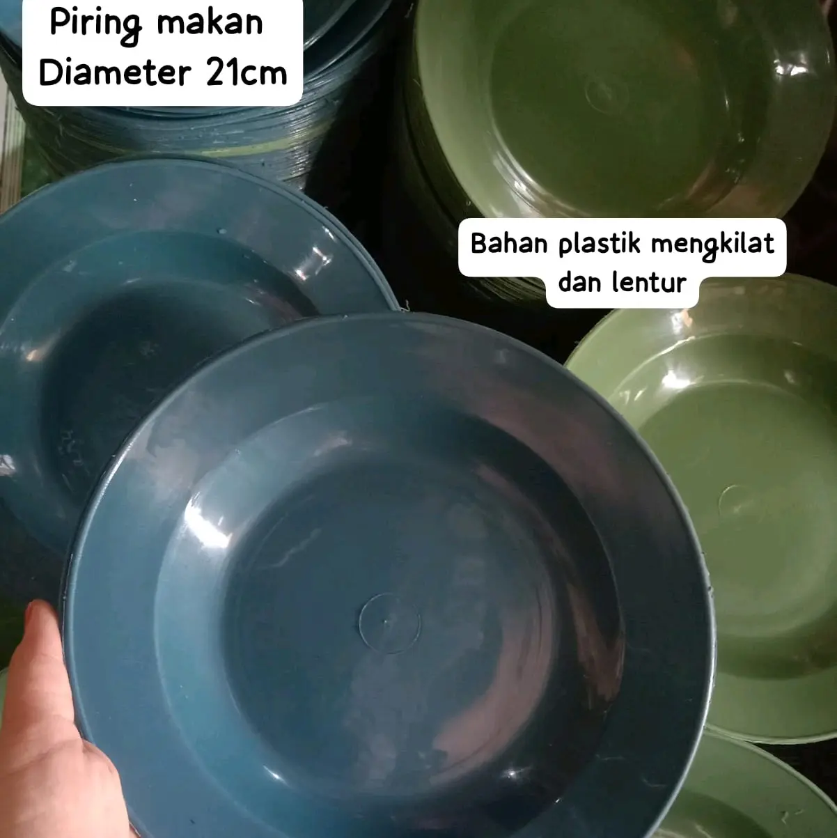 DAPAT 2 LUSIN (24biji) Piring Makan Plastik Mengkilat 21cm Anti Pecah Lentur Murah - Kitchenware