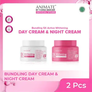 [BUNDLE] Animate 5x Active Whitening Day Cream 10 Gr + Night Cream 10 Gr - Paket Skincare Untuk Perawatan Pagi dan Malam Yang Membantu Kulit Wajah Tampak Lebih Cerah, Glowing, Lembap, dan Terawat Setiap Hari