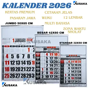 Kalender Dinding 2026 Ukuran Standar 32x50 Jumbo 50x65 Besar 42x60 Calendar Jawa 2026