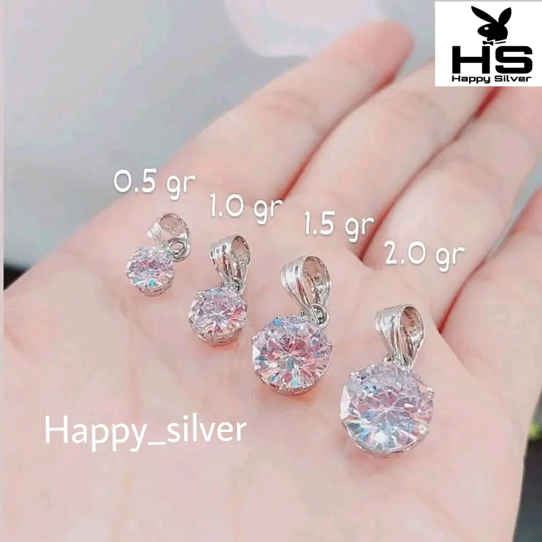 Liontin Perak Asli Silver 925 Lapis Emas Putih Model Desi - Perak Asli 925 Anti Karat
