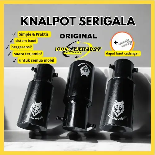 knalpot srigala Guk Gukk Original model baut warna hitam khusus mobil bensin carry Futura grandmax L300 Colt t120ss xenia avanza APV luxio brio kijang taft dan mobil bensin lainya