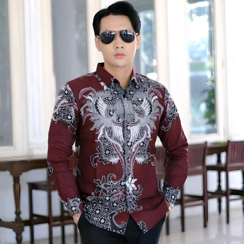 KEMEJA BATIK PRIA FORMAL LENGAN PANJANG MOTIF AYAM UKURAN M L XL XXL 5