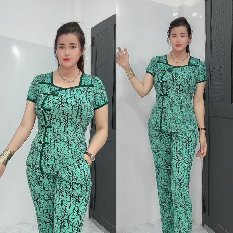 SÉT BỘ THUN ATI ,QUẦN DÀI ỐNG ÔM.SIZE 48-85KG đồ bộ nữ.đồ bộ may sẵn giá rẻ.đồ bộ thun Women.đồ bộ Tâm Đan Voi Áo Top Polo Sọc Kẻ 0