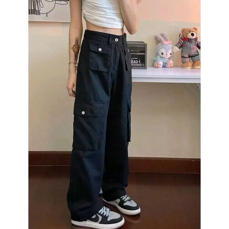 Fj - Celana Cargo Jeans Wanita  Panjang Highwaist Loose Pants korean Style Cewek   jeans Sexy XL 1
