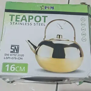 Tea Pot Silver/Teko Air 2 Ukuran/Teko Saji Stainless Steel Kettle Anti Karat Teh Souvenir Kado