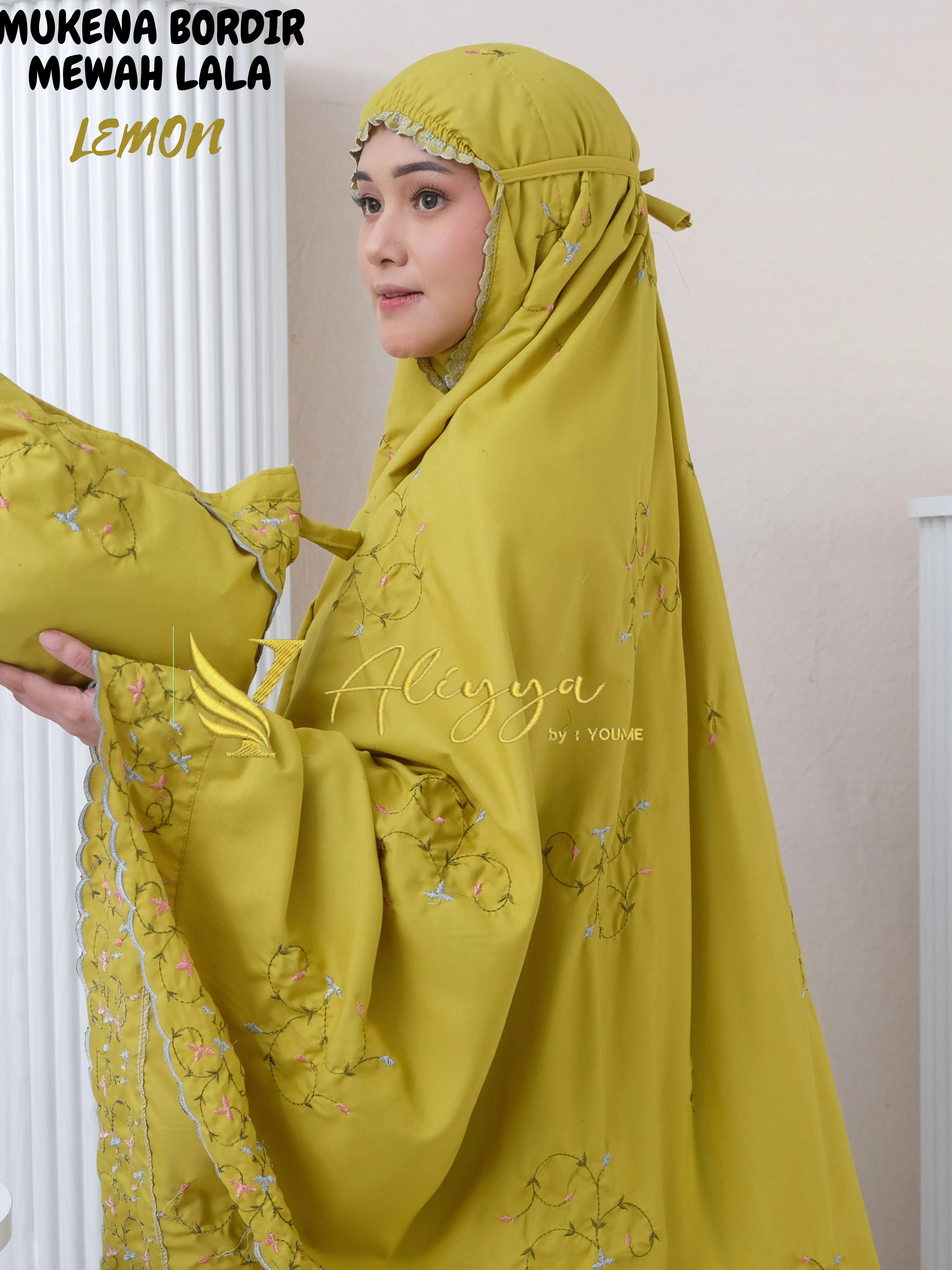 Mukena Dewasa Lala Full Bordir Dengan Motif Bunga Mewah