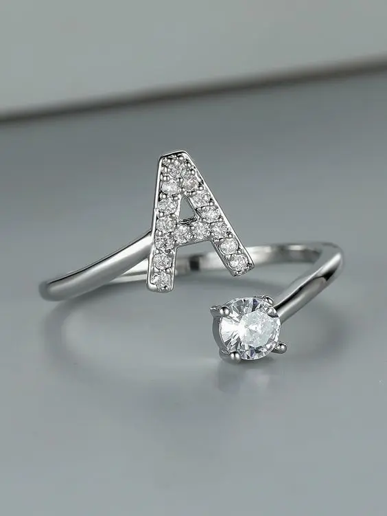 Cincin Inisaial Nama Titanium ABJAD Nama - Inisial Nama Wanita -Cincin Nama Wanita 3