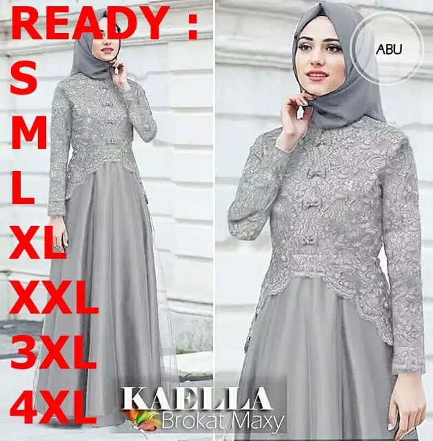 Terbaru 2024 Baju Gamis Brokat Kaella Maxy Dress Wanita S M L XL XXL 3XL 4XL Dress Kondangan Lebaran Terlaris Fashion Muslim Kekinian Murah Bisa COD