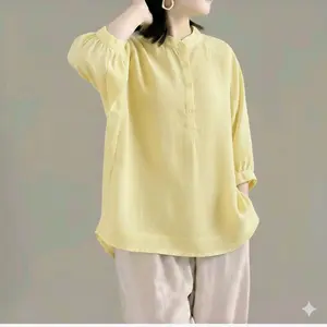 Ceria Blouse Linen Rami Premium LD 120 Kancing Cantik Elegan Nyaman untuk Tampilan Harian Anda asaya
