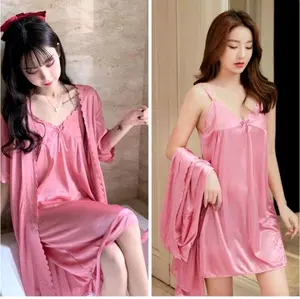 Baju tidur lingerie dres sexy wanita L-XXL Satin tipis