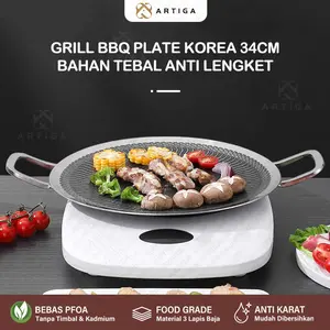 (ISCHAINDYOFC) ARTIGA - Grill BBQ Plat Korea Tebal Design Honey Comb Diameter 34cm - Anti Lengket Foordgrade Tahan Karat  - Kitchenware