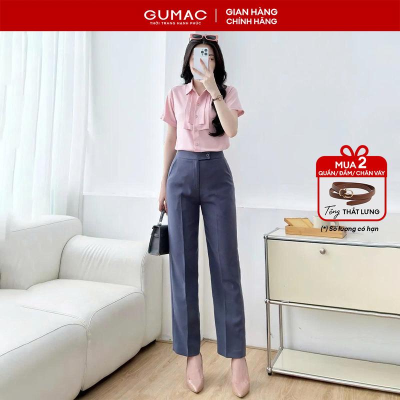   MUA 2 TẶNG THẮT LƯNG  Quần tây nữ dáng ống đứng có chồm lưng cài khuy nút tạo kiểu thời trang GUMAC LQF0626 