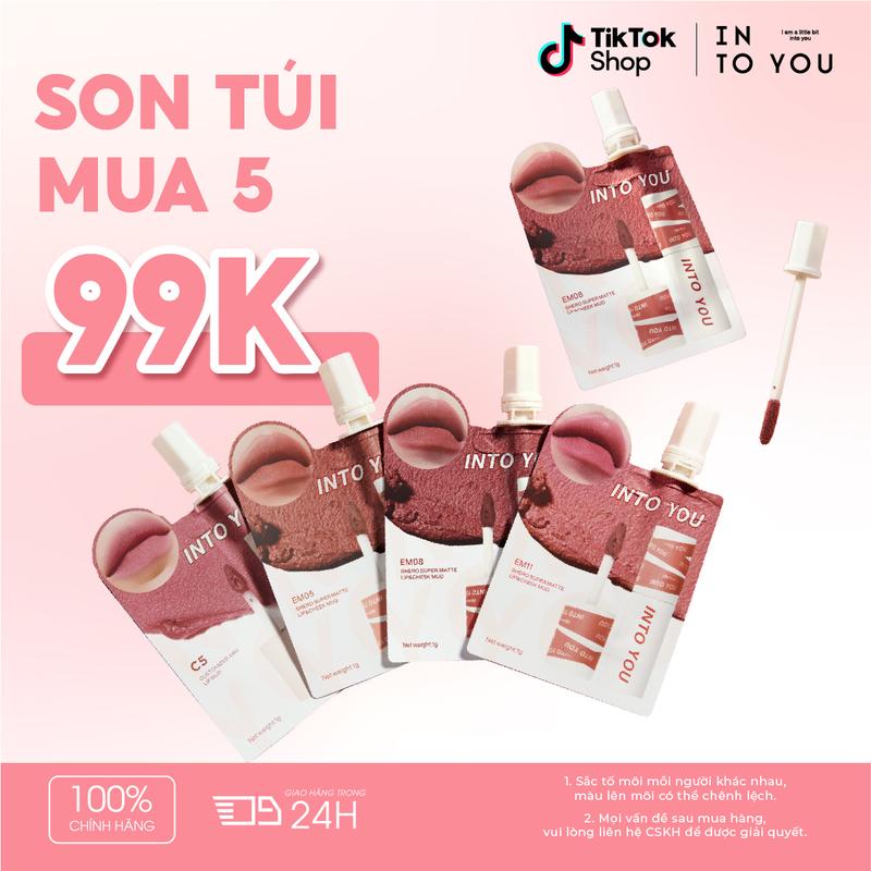 Son Bùn Túi Mini EM05 INTO YOU Chất Son Bùn Lì Làm Giảm Thâm Môi Sáng Da Bền Màu Không Khô Môi Lâu Trôi 1g Bagged Mini Liptick