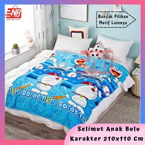 Selimut Anak Bulu Karakter 210x110cm / Selimut Anak / Selimut Bulu Halus / Selimut Anak Karakter Hello Kitty Doraemon Frozen Mickey Mouse Winnie The Pooh