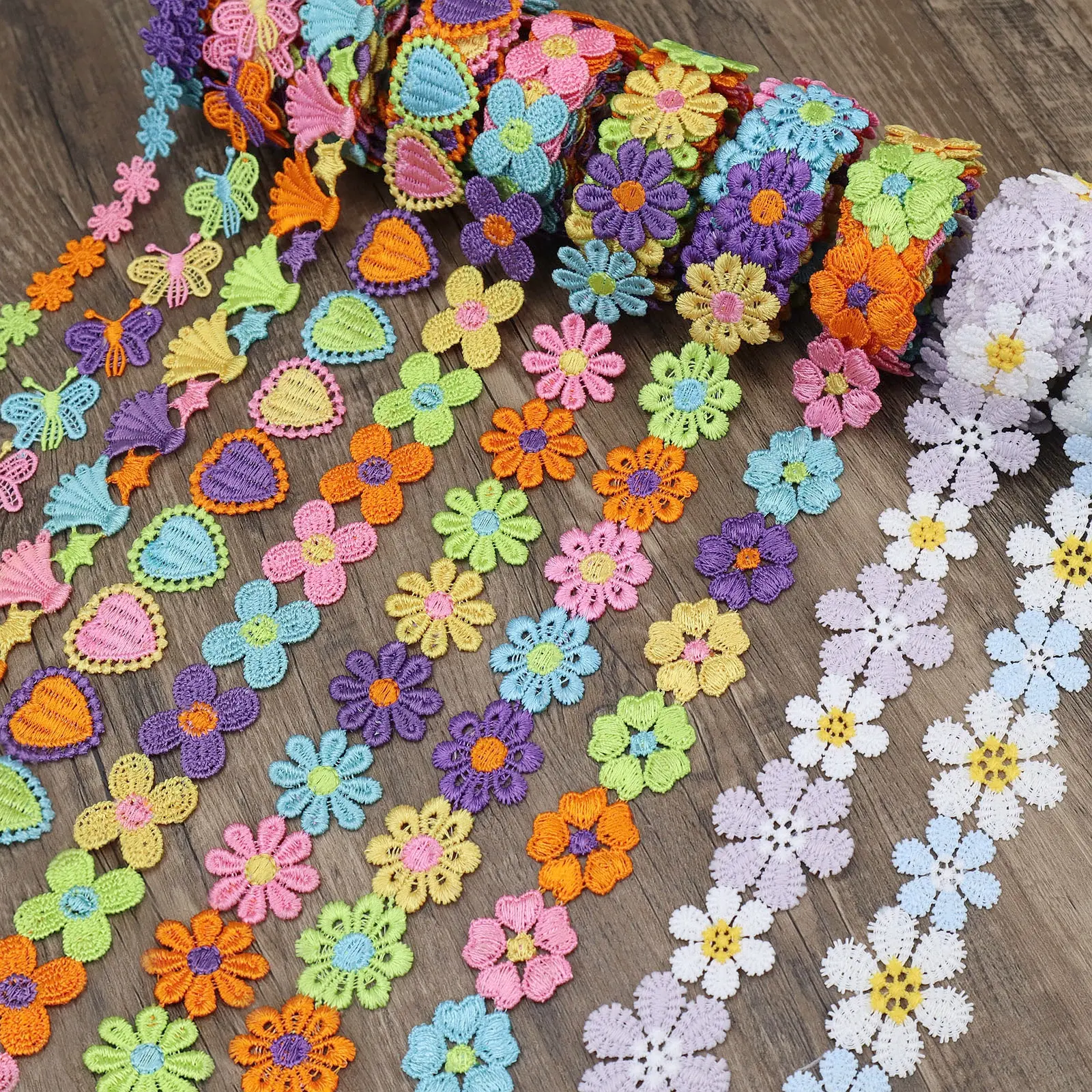 2 Yards Embroidery Lace Trim Sewing Lace Ribbon Colorful Lace Applique for Crafts Supplies Decoration