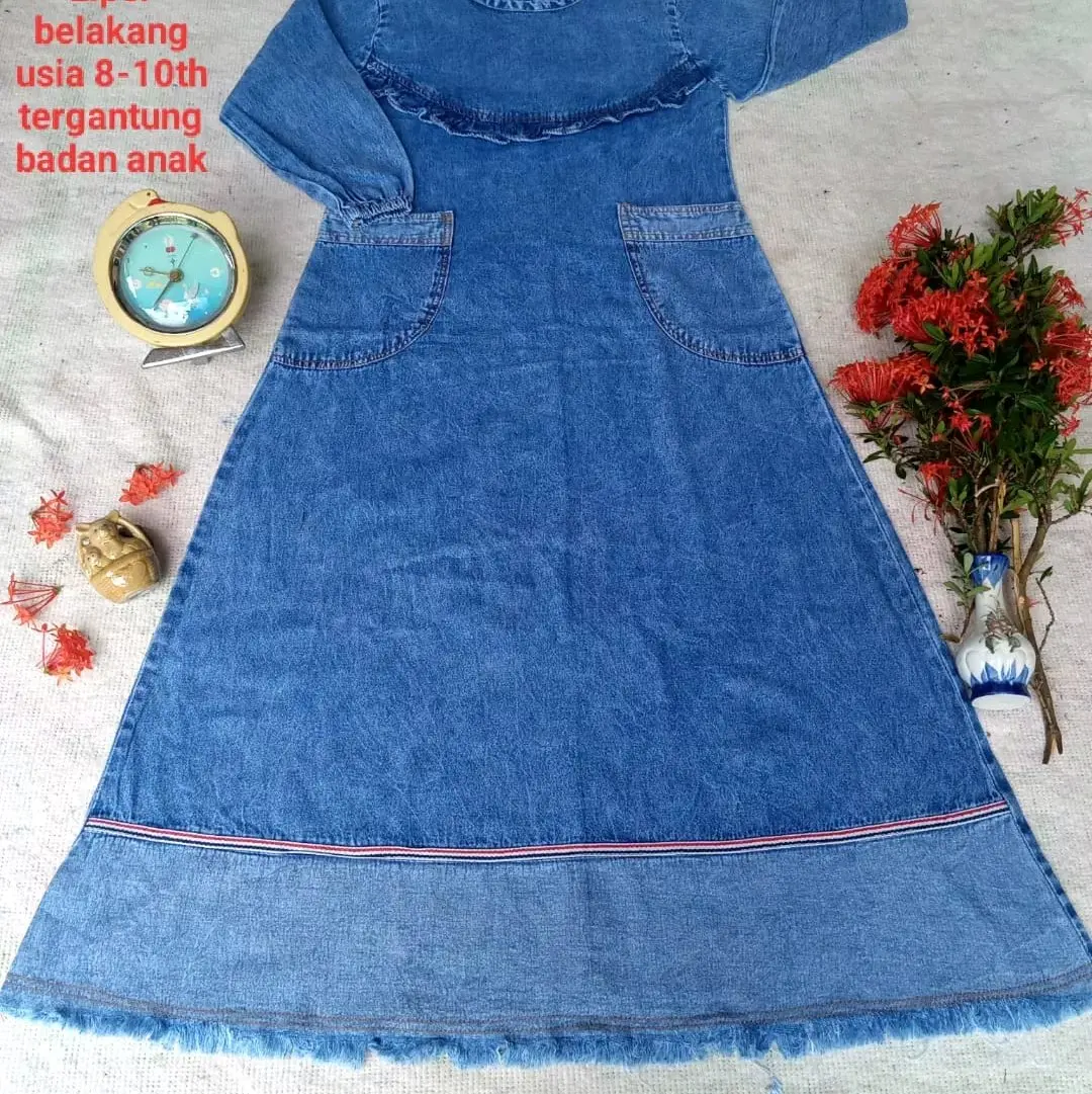 Gamis Jeans Wash Anak Tanggung