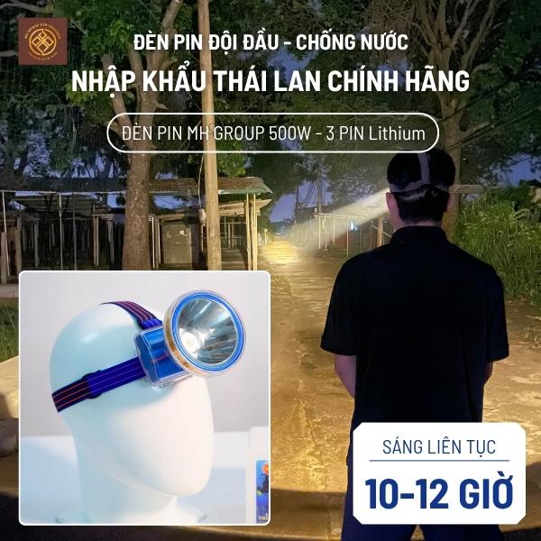  Đèn Pin Đội Đầu 500W Pin Liền 12.000mAh - Đèn Pin Thái Lan MH GROUP Chiếu Xa 300m Chống Nước IPX7 Siêu Bền Sử Dụng Liên Tục 10-12 Giờ 