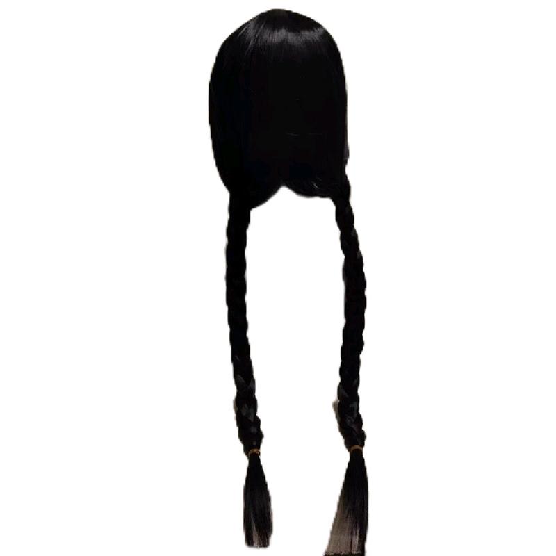 wig kepang dua poni depan wig kepang dua csplay wenesday 4