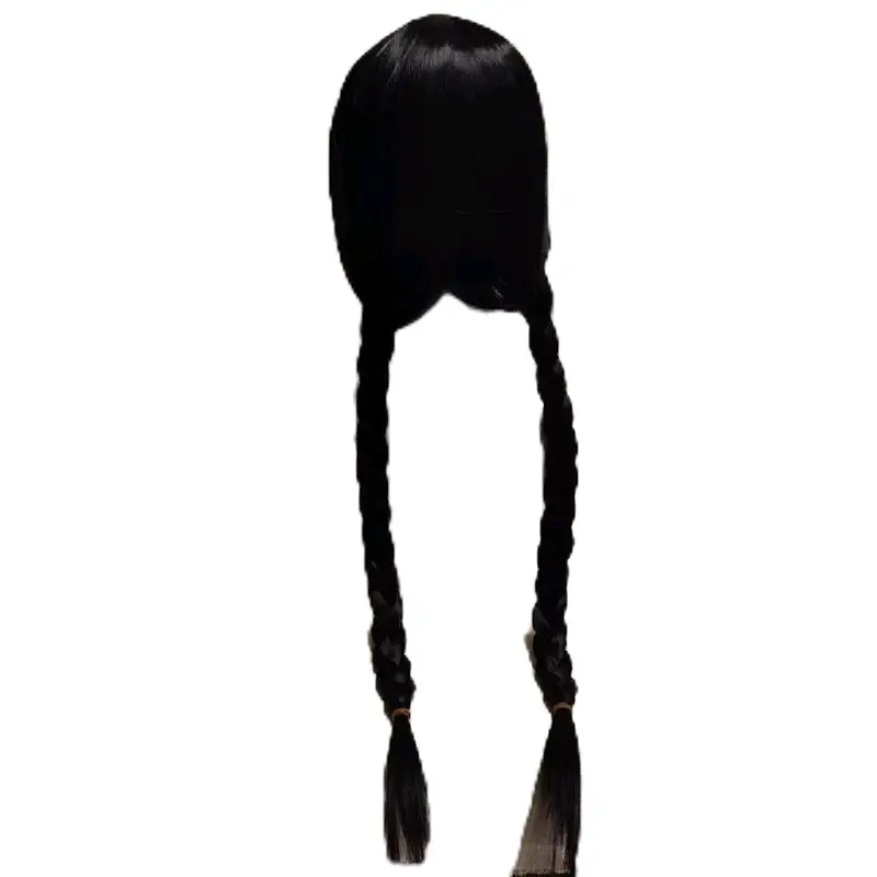 wig kepang dua poni depan wig kepang dua csplay wenesday 4