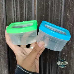 ECER CEPUK PLASTIK B1 MEG TUTUP LENTUR PLASTIK CANGKIR WADAH PAKAN MAKAN MINUM BURUNG 1 BIJI