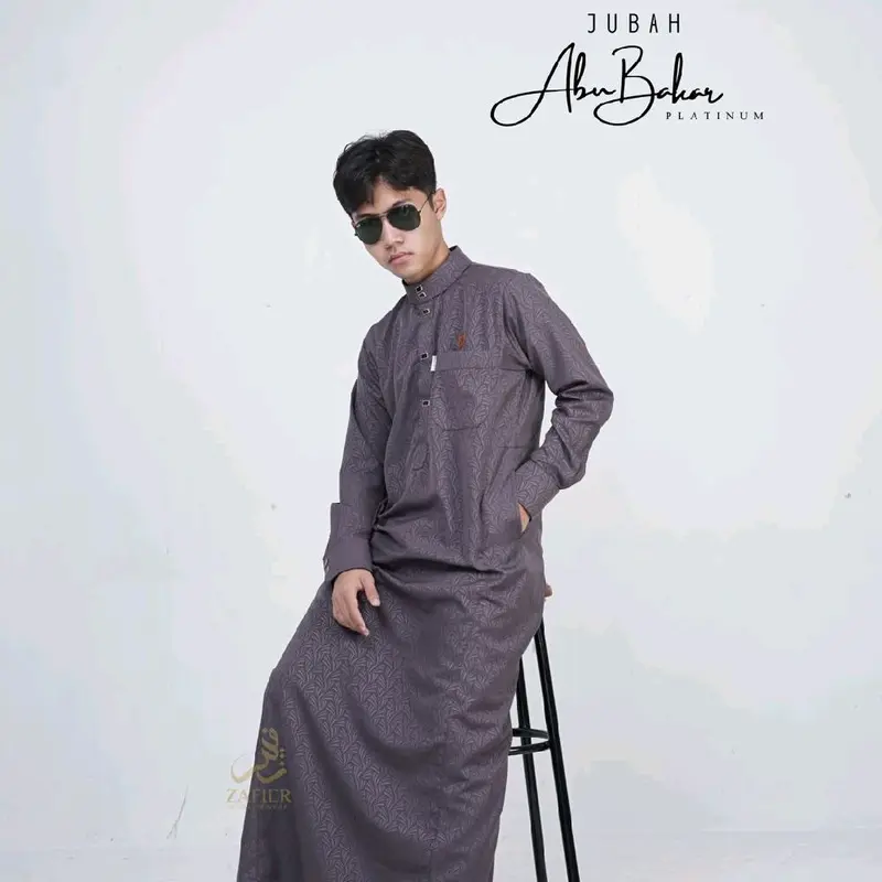 Jubah Slimfit Abu Bakar  Platinum Royal - Gamis Umroh Muslim Pria 5