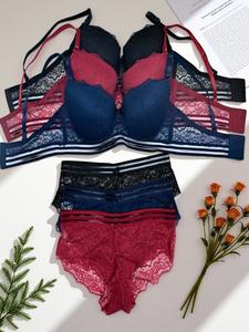 BR6059B-C *3 conjuntos DE LENCERIA EN COPA B Y C (Sujetador y pantaleta) Encaje bordado-Transparencia. IDEAL PARA REGALAR O CONSENTIRTE A TI MISMA BRST6059 B-C