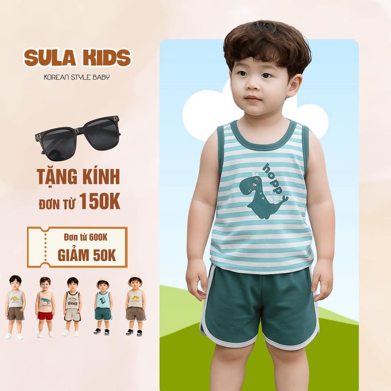  Bộ ba lỗ in hình cho bé trai và bé gái bộ hè thoáng mát cho bé - BH21 