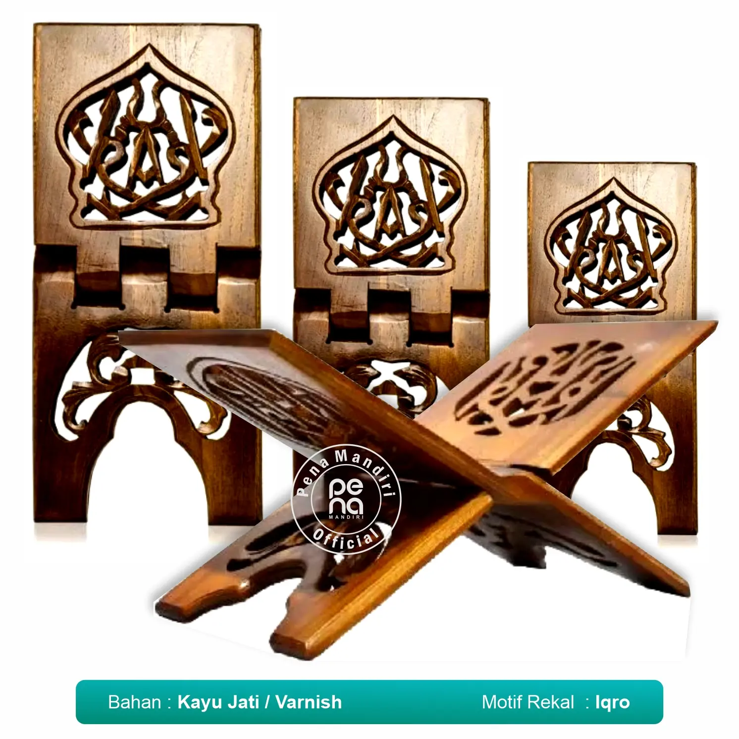 Rekal Quran Besar - Tatakan Quran Jumbo - Reqal Al Quran Ukir Kayu Pajangan Hiasan Hadiah