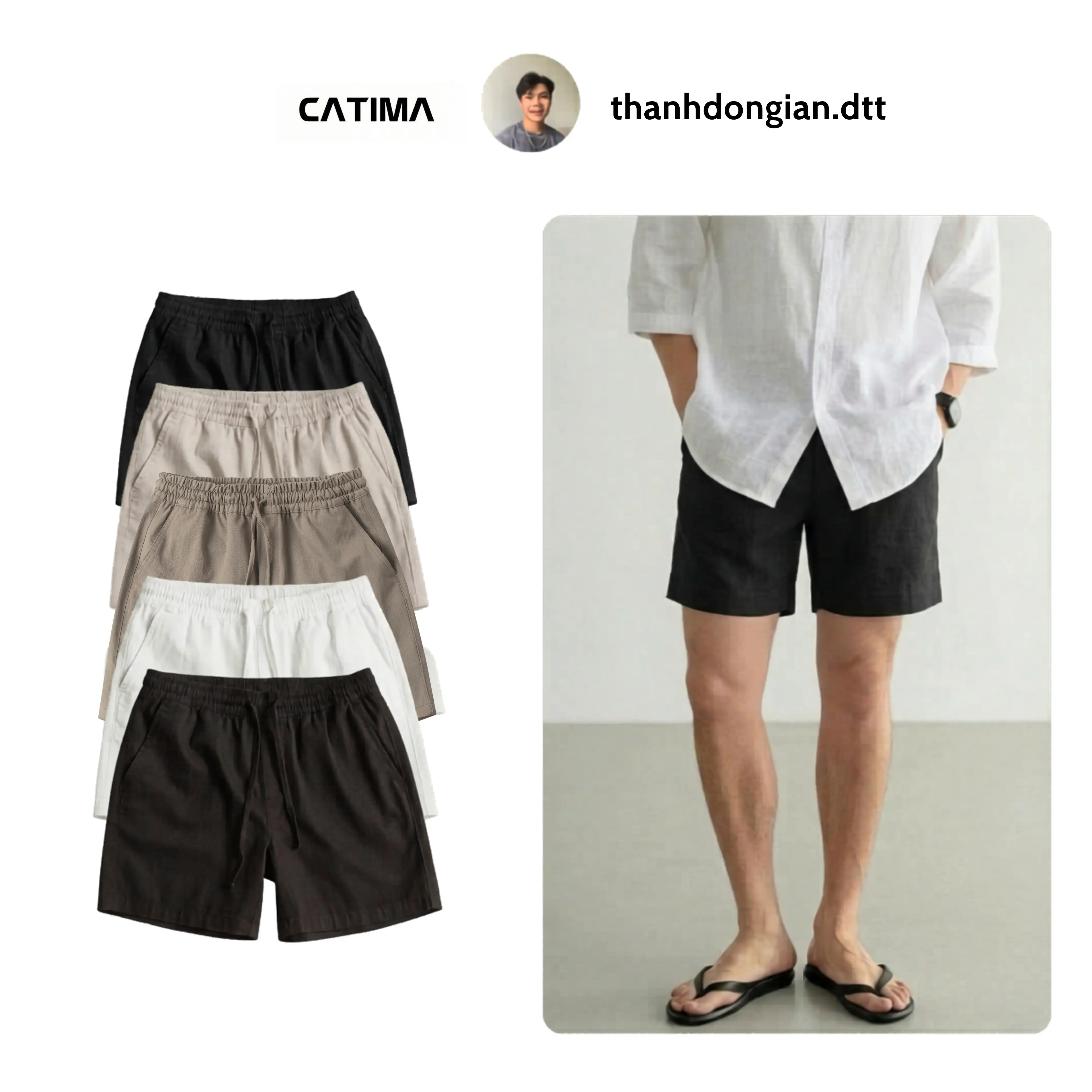 [CATIMA x Thành Đơn Giản] Quần Short Kaki Basic Sleek form trên gối, Lưng Chun, Co Giãn Thoải Mái,Trẻ Trung Năng Động - QS61