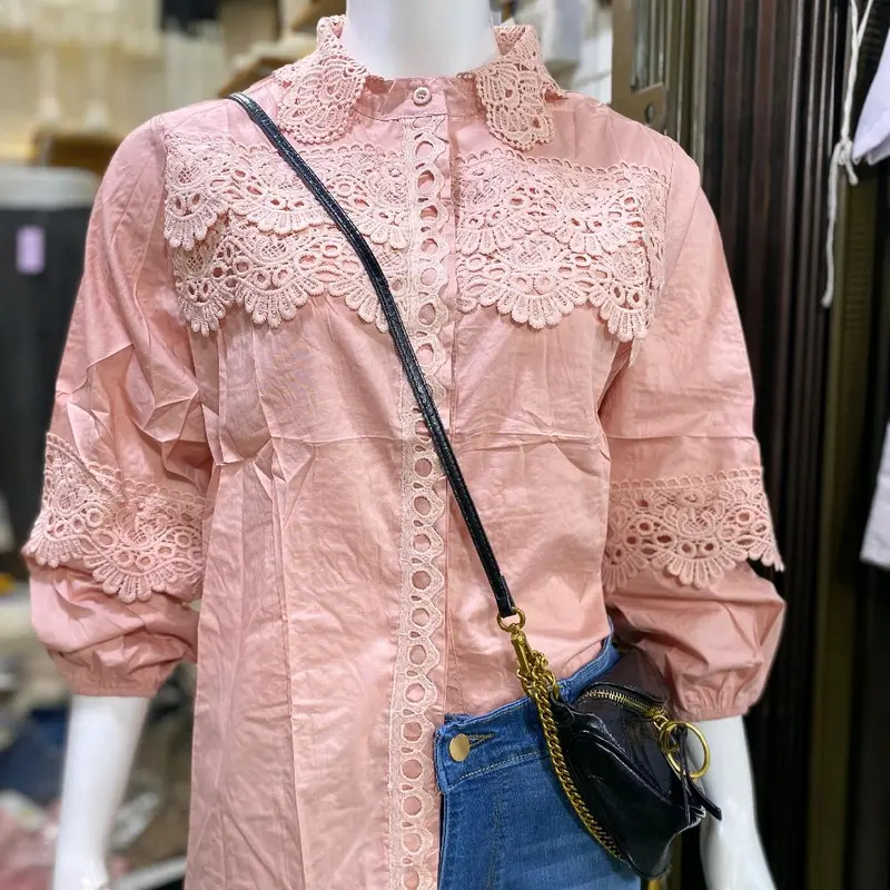 Atasan Kemeja katun prem  import bkk krah renda  Ld116 Pb 67 5