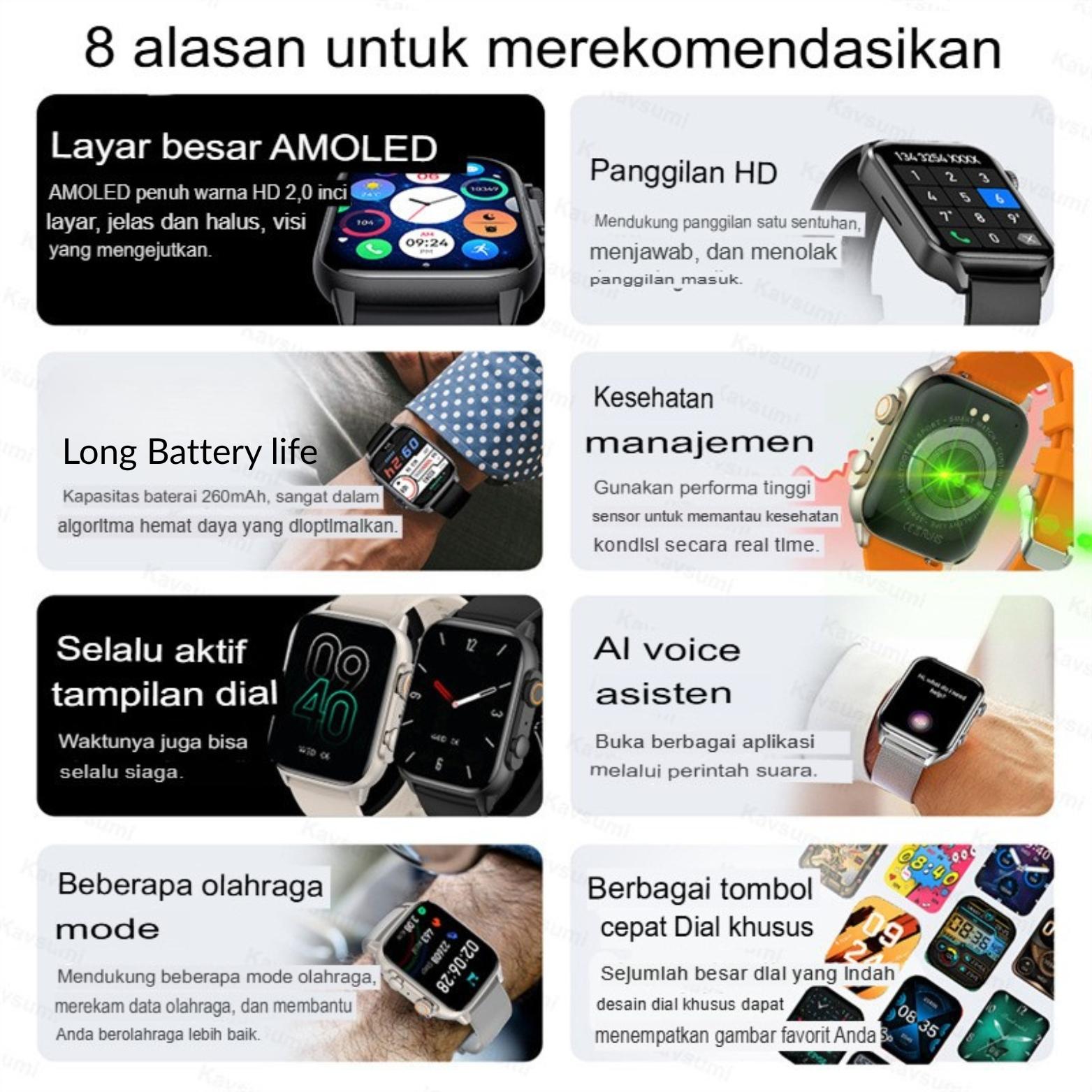 (Bonus 1 Tali Extra) SALE Smartwatch Ultra 8 Full Layar Ada Kalkulator Bisa Teleponan Anti Air untuk Android & iOS