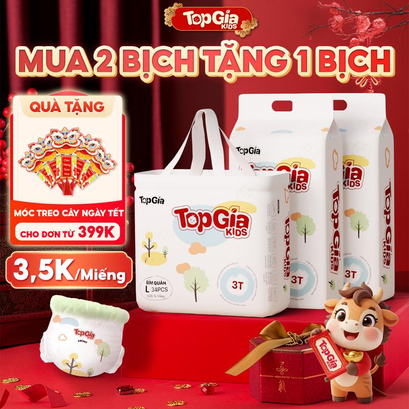 LIVE - MUA 2 TẶNG 1 COMBO 3 BỊCH Tã Bỉm Topgiakids pH<7 an toàn cho da bé mềm mại mỏng nhẹ chống tràn tối đa TDN - HN
