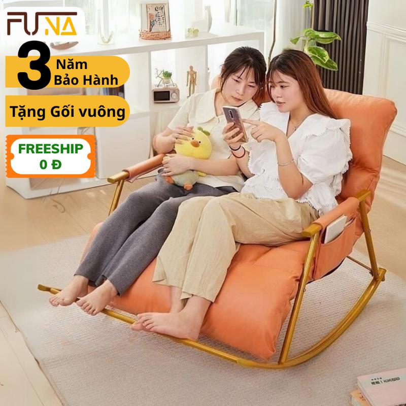 [FUNA CHAIR] Ghế Bập Bênh Phiên bản nâng cấp 2 người  ngồi Thư Giãn (BB04) ,có thể điều chỉnh tựa lưng và chân, vải da bền đệm êm ái, thoáng mát ,chân thép dày dặn sơn tĩnh điện chống hao mòn, chịu trọng tải cao.