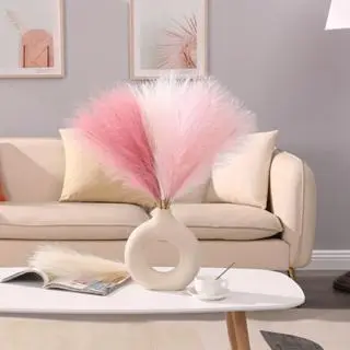 Dekorasi buluh sintetis tinggi 56 cm, hiasan tanaman palsu buluh dengan motif buluh bulu palsu Bunga bunga  kering  dikamar faux  flowers Rotan bunga  plastik bunga  palsu bunga  sudut  ruang  tamu 7