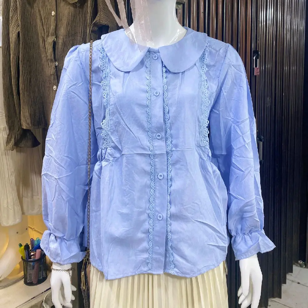 Atasan wanita kemeja crop kodorai leher bulat Ld 110 Pb60