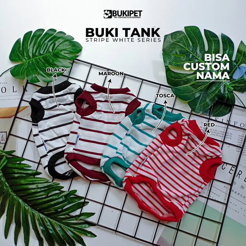 baju kucing lucu gemoy murah aksesoris hewan peliharaan - TANK.W.STRIPE 1