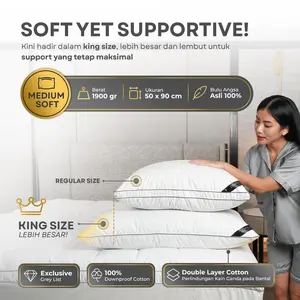 DDPillow Set 1 Bantal Jum + Guling Bulu Angsa Asli Hotel Bintang 5, Type King Riche (Medium Soft) - Bantal