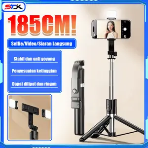 STX Tongsis Bluetooth R1S-L Large 185CM Selfie Stick Plus Lampu Flash Tripod 185Cm Dengan Lampu Flash Tongsis Tripod 3in1 R1L 185Cm Tongsis Multifungsi