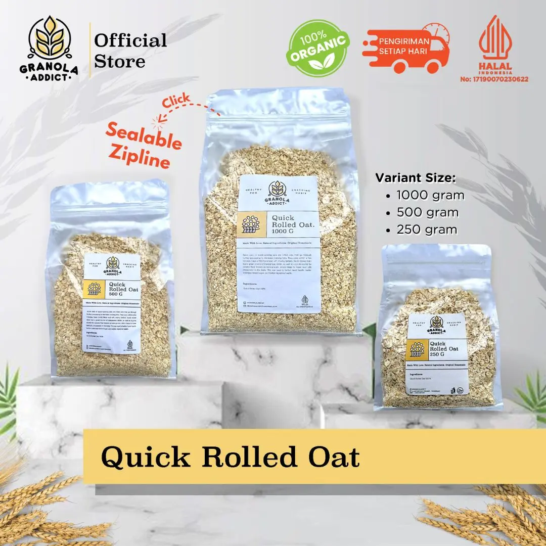 Granola Addict - Quick Rolled Oat / Gandum Instant All Var (250gr ; 500gr ; 1000gr / 1kg)