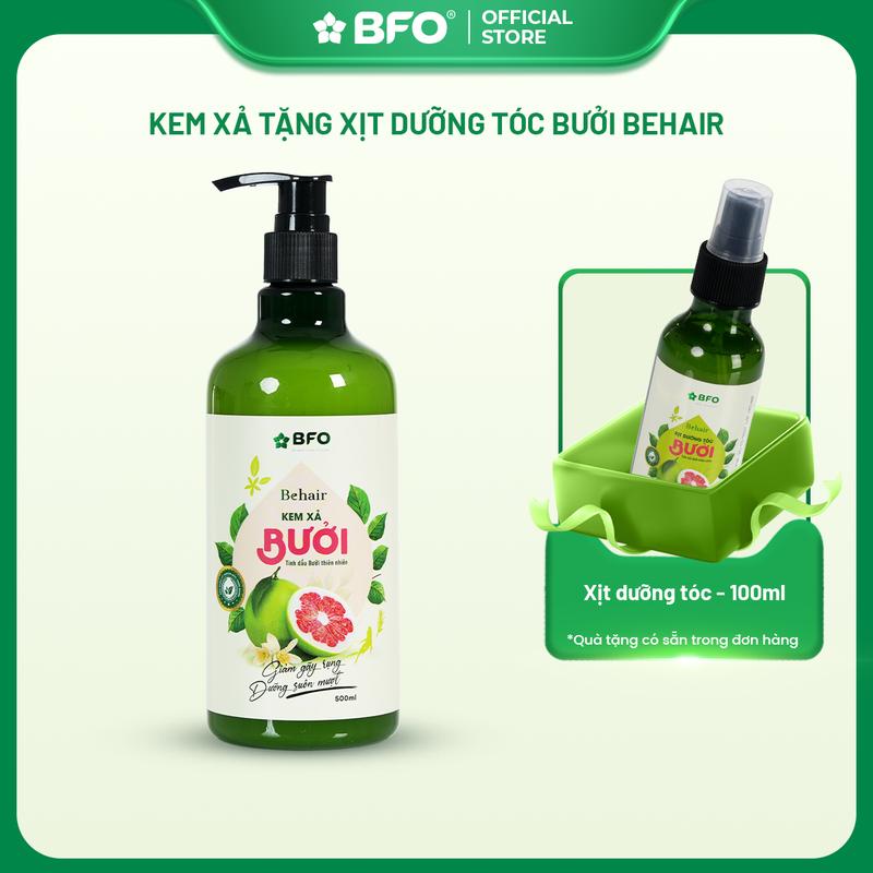 Combo Dầu xả 500ml + Xịt dưỡng tóc 100ml BFO Behair Tinh Dầu Bưởi Và Thảo Mộc Giúp Giảm Gãy Rụng Dưỡng Tóc Kích Mọc Tóc Chắc Khỏe Suôn Mượt Nữ Women