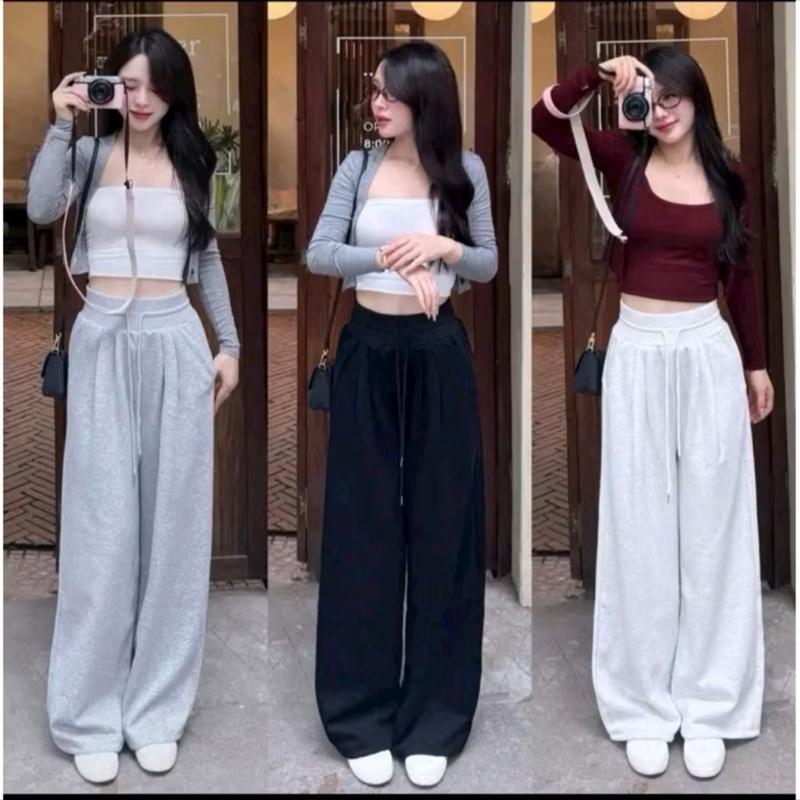 QD11 DEAL SỐC Quần ống suông lưng cao cạp chun chất nỉ hai da len QC cực hot XƯỞNG MAY NGỌC THẢO