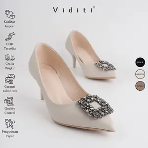 Viditi Crystal Heels 6 cm Sepatu Import Wanita | Kerja | Kuliah | Wisuda | Pesta | Kantor Shoes