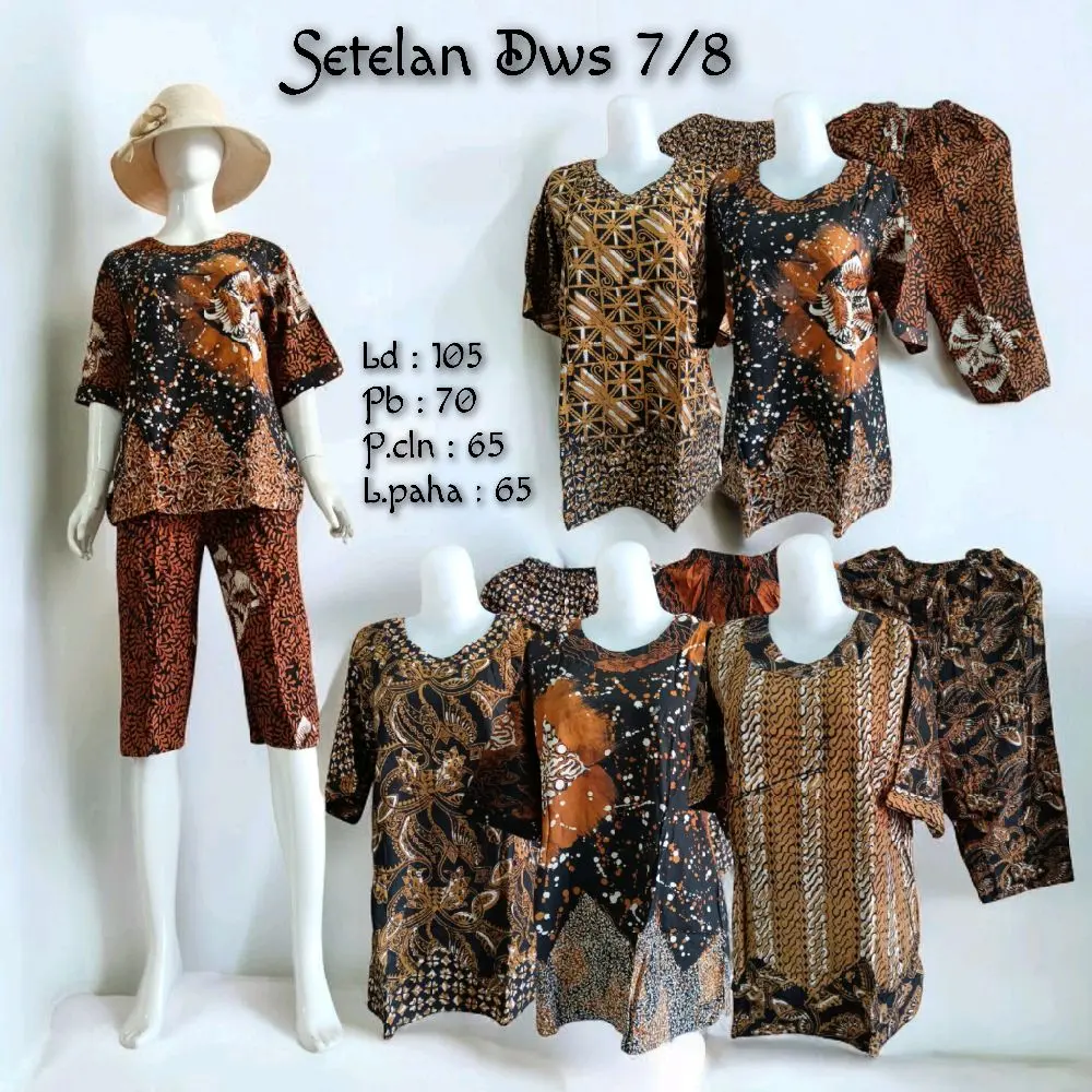 SETELAN BATIK CELANA PENDEK BAJU HARIAN WANITA